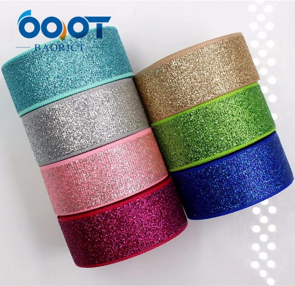 

OOOT BAORJCT G-18522-255,22 mm 10 yards Glitter Ribbons Thermal transfer Printed grosgrain Wedding Accessories DIY materials