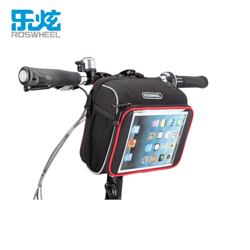 comprar Saco de bicicleta ROSWHEEL acessórios cesta Guiador bicicleta de ciclismo sacos de bicicleta saco pannier para ipad mini 7 8 polegada tablet pc