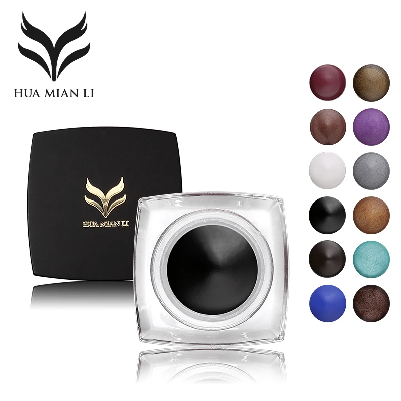 HUAMIANLI Brand 12 Color Matte Eyeliner Gel Waterproof Glitter Shimmer Eye Liner Cream Super Thick Lasting Fast Drying Makeup HUAMIANLI Brand 12 Color Matte Eyeliner Gel Waterproof Glitter Shimmer Eye Liner Cream Super Thick Lasting Fast Drying Makeup