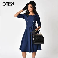 Vestidos-De-Festa-Women-Button-Chic-Vintage-Dress-Elegant-Casual-Dress-Ball-Gown-Party-Retro-Formal