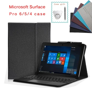 

Microsoft Surface Pro 6 / Pro 5 / Pro 4 Case Premium PU Leather Stand Cover with Surface Pen Holder