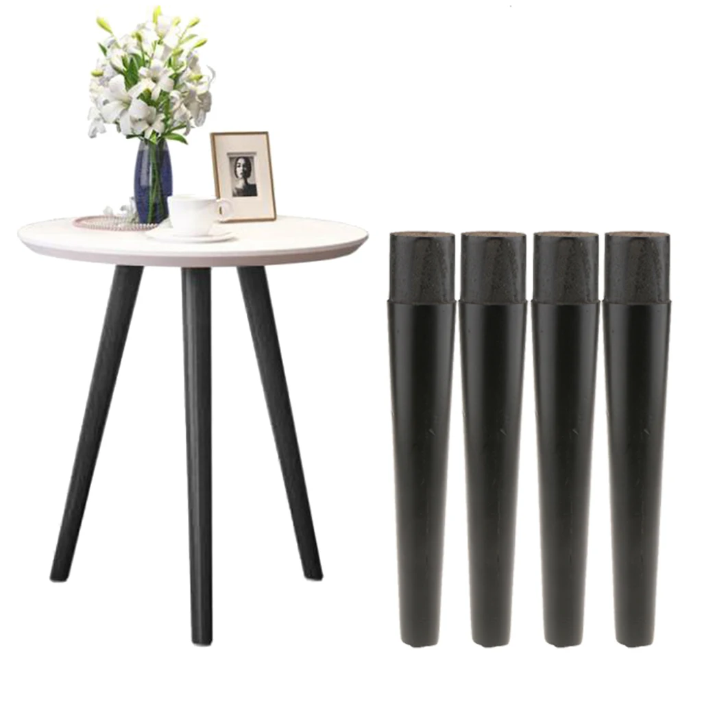 

Set of 4 Universal Solid Wood Taper Furniture Feet Sofa Chair Table Desk Couch Leg Black Color 30/42/58/62cm Height
