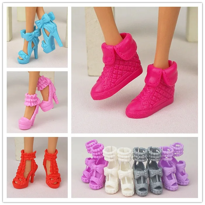 Free Shipping 10 Pairs Fashion Doll Shoes For Barbie Doll Give The Baby