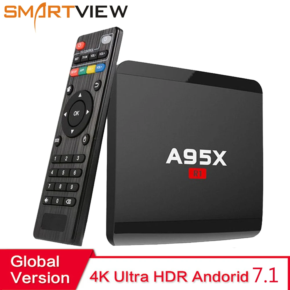 A95X R1 الروبوت 7.1 التلفزيون مربع الروبوت الذكية مربع Amlogic S905W رباعية النواة 4 كيلو x 2 كيلو HD 1 جيجابايت/8 جيجابايت 2 جيجابايت/16 جيجابايت H.265 2.4 جيجا ه...