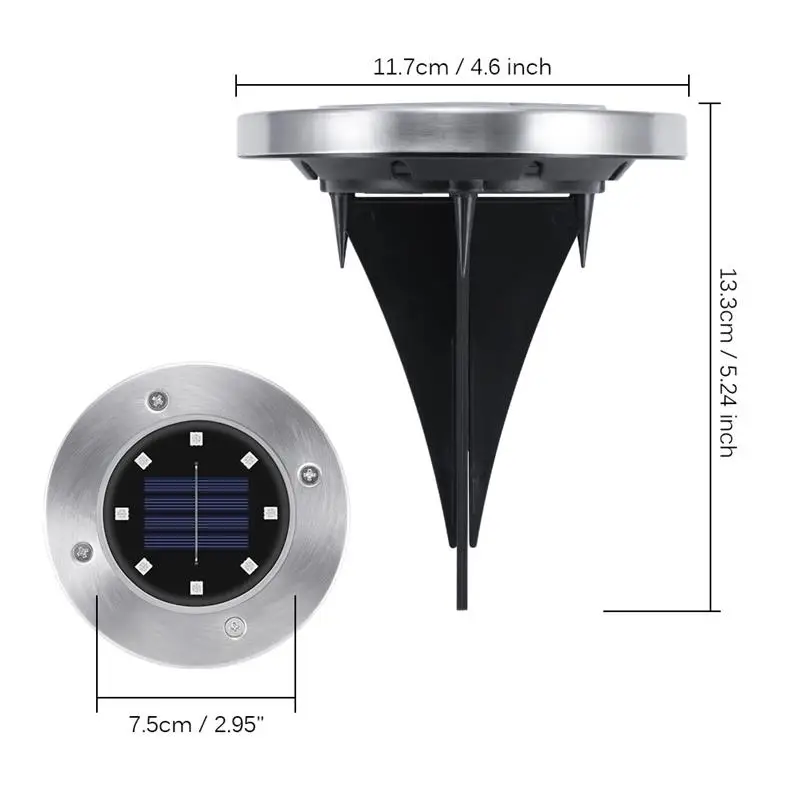 4 шт. Водонепроницаемый светодиодный подземный свет 8 светодиодный светильник на солнечных батареях перезаряжаемый садовый двор для украшения дома подъездная дорога