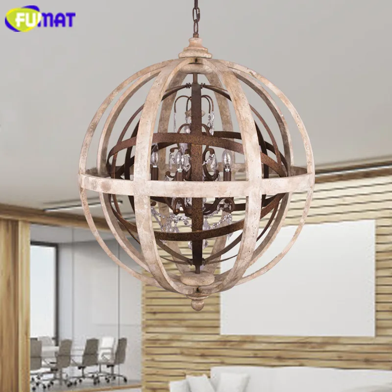 

FUMAT Retro Pendant Lights Wood Hanging Light Fixtures LED E14 Industrial Lamp Suspension Luminaire Lighting Lustre Pendant Lamp
