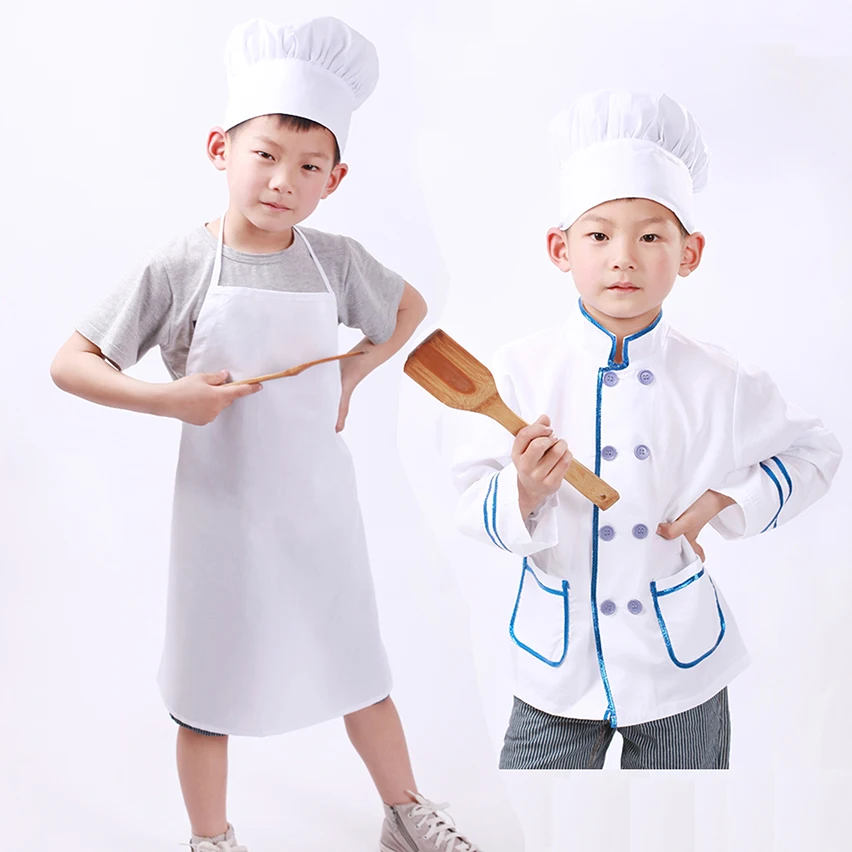 

Children's Day Cosplay Costumes for Kids Baking Chef Uniform Solid Double Breasted Gift Cooking Kitchen Performance Clothes