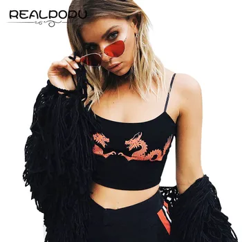 

Waatfaak Summer Straps Sleeveless Camis Pattern Dragon Fitness Sexy Crop Tops Women 2017 Basic Casual Tight Clothing Feminino