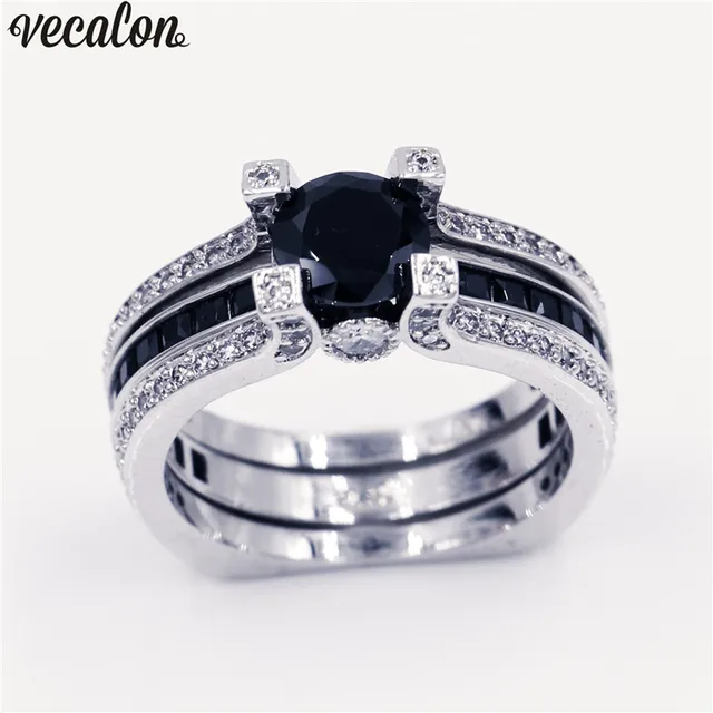 Vecalon 10 colors couple Anniversary ring 5A zircon Cz White Gold Filled wedding Vecalon 10 colors couple Anniversary ring 5A zircon Cz White Gold Filled wedding