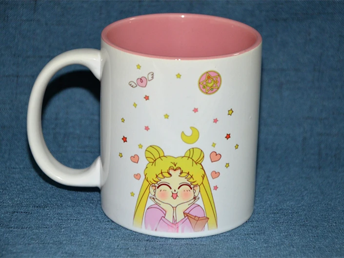 

New Pink Sailor Moon Comic White Ceramic Coffee Tea Cup Mug