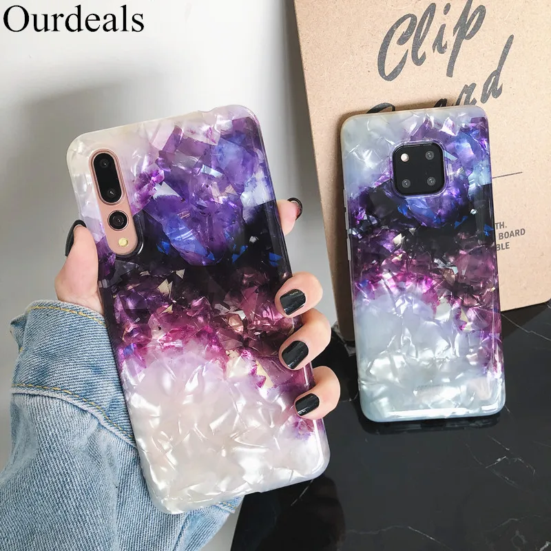 

Ourdeals Amethyst Conch Phone Case Phone Case For Huawei Honor9 10 Mate10 20pro Nova 2s 3 3i 4 P30pro Glossy IMD Soft Back Cover