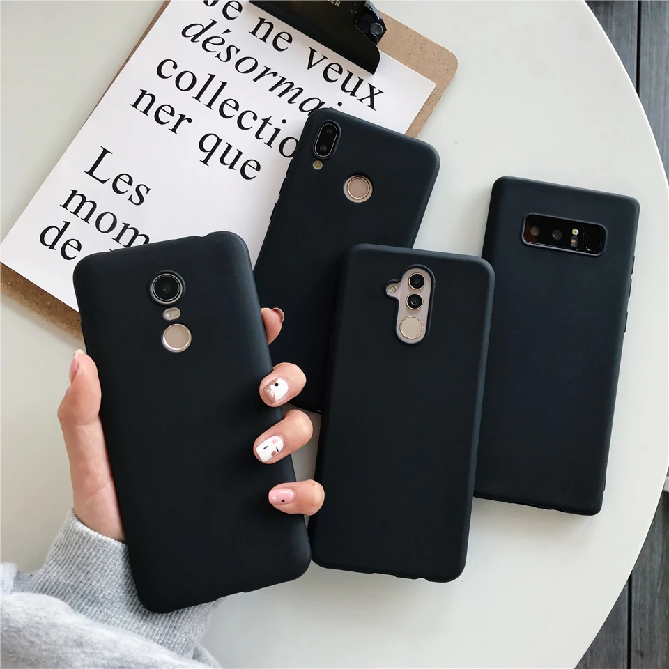 

Matte Black Phone Cases For Samsung Galaxy S10 Plus S10E S9 S8 S7 Edge S6 Note 9 8 5 4 3 A6 A7 A8 J4 J6 2018 Cover TPU Soft Case