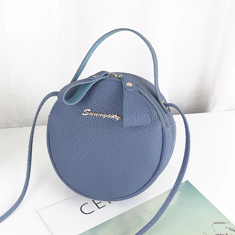 2019 New Fashion Circular Handbag PU Leather Lady Crossbody Bag Women Bag Simple Design Messenger Bag