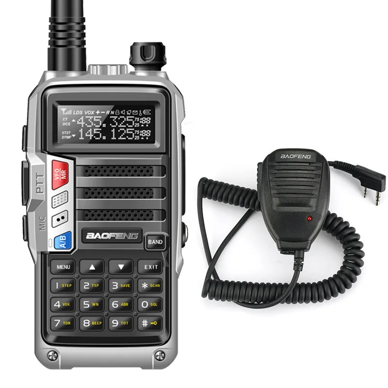 BAOFENG UV-S9 8 Вт Мощный VHF/UHF136-174Mhz& 400-520 МГц двухдиапазонный 10 км утолщенная батарея рация CB радио+ NA-701 - Цвет: sliver add speaker