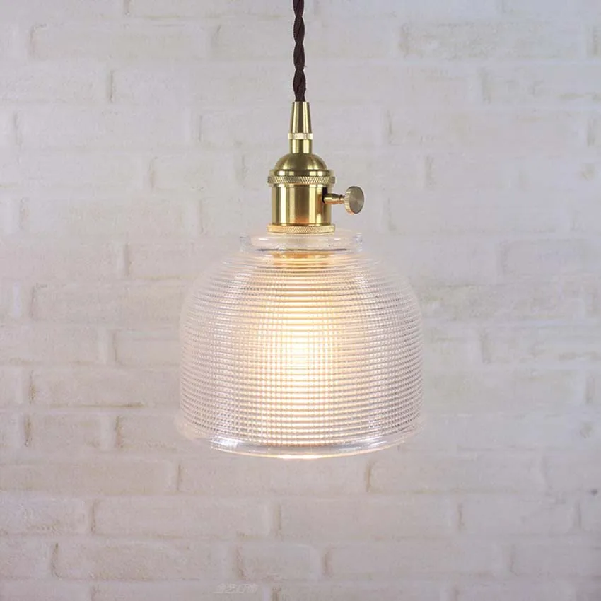 Подвесной светильник из скандинавского стекла с переключателем, 5 цветов, медный ламповый патрон, креативные подвесные лампы для столовой, спальни - Цвет корпуса: Прозрачный