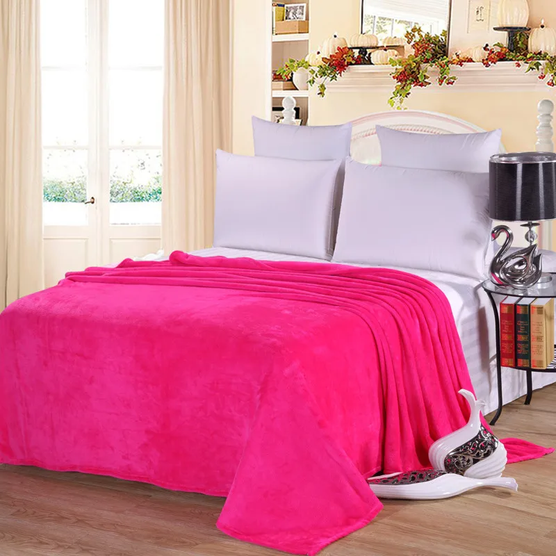 Pure Color Blanket Bed Blanket Blanket Size 200x230 Cm Machine Washable