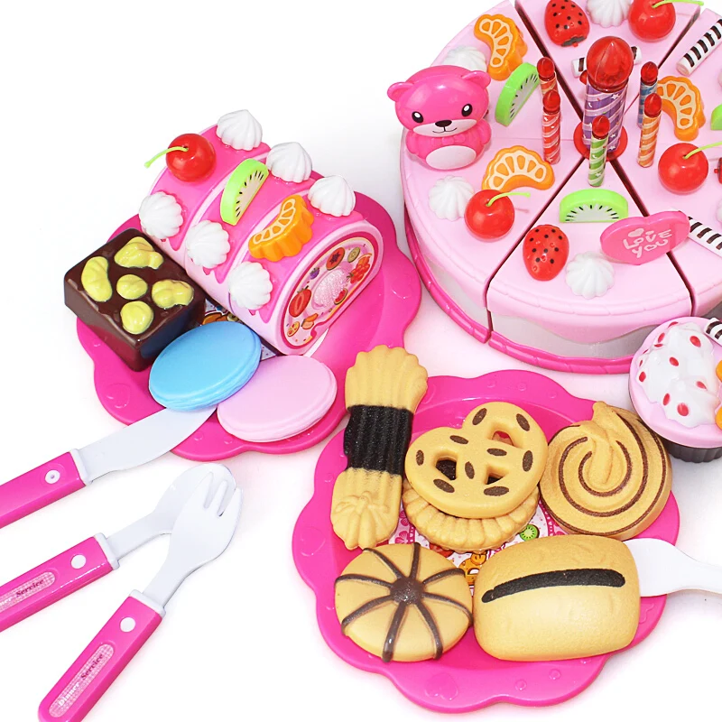 80 шт. DIY ролевые игры фруктовая резка торт на день рождения кухня еда игрушки Cocina De Juguete Игрушки для девочек Рождественский подарок детские игрушки