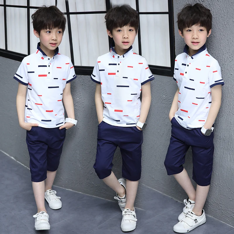 

Toddler Summer Clothes Set For Boys Clothing Sports Suits Children's White Shirt + Pant Kids Teens Outfits Teenager Tracksuit 12