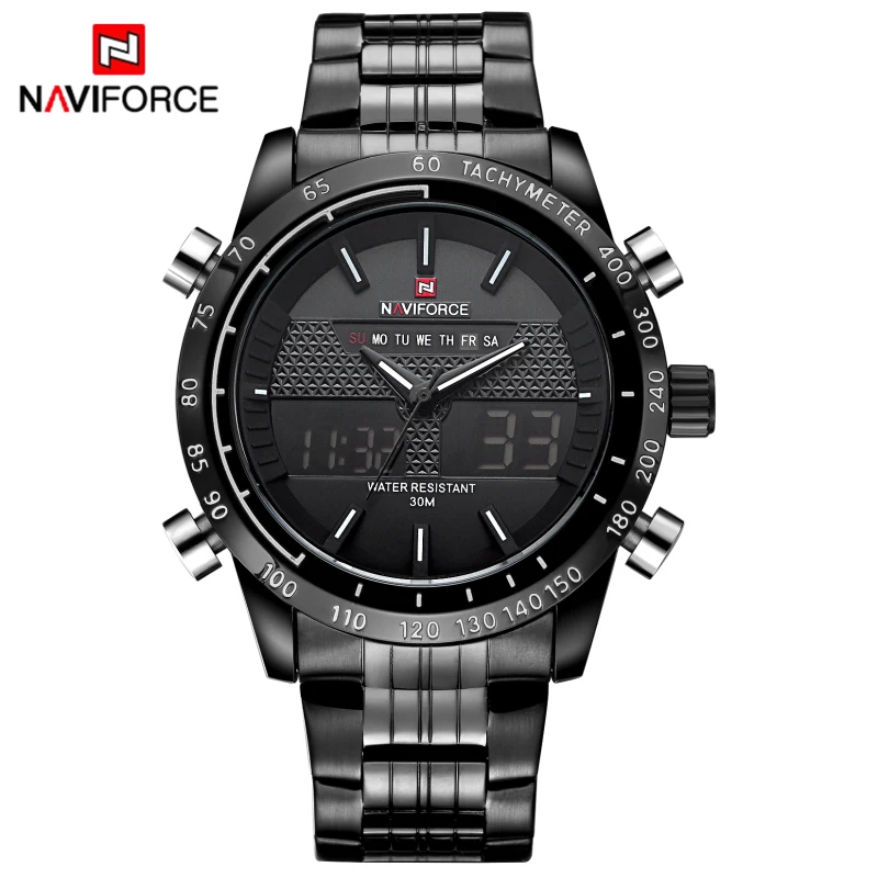Meilleur NAVIFORCE Hommes Montres En Acier Plein Hommes de Quartz Heure Horloge Analogique LED Numérique Montre de Sport Militaire Montre Bracelet Relogio Masculino