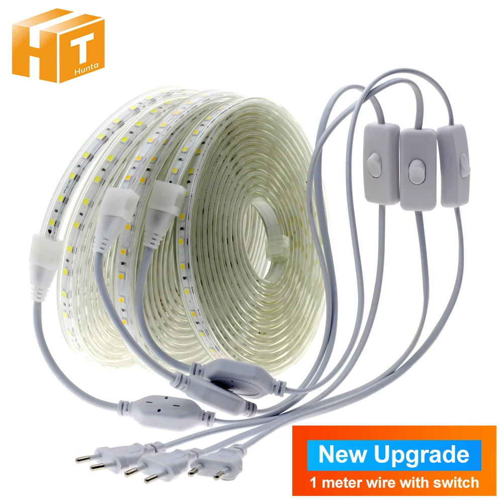 

220V LED Strip 5050 High Safety High Brightness 8W/m 3000K 4000K 5000K Flexible LED Light Outdoor Waterproof LED Strip Light.