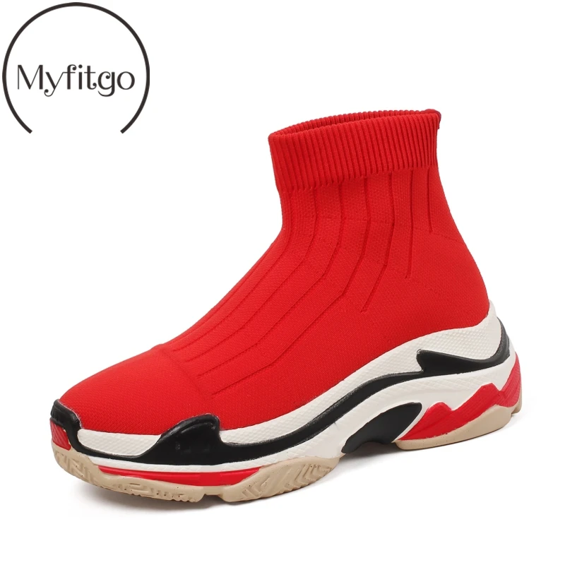 

Myfitgo Brand Fashion Platform Sneakers Women Knitted Shoes Breathable Walking Boots Women Vulcanized Sneakers Spring Femme New