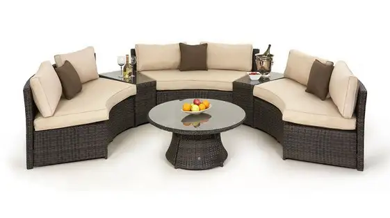 Trade Urance Rattan Half Moon Curved Corner Sofa Set Outdoor Rattan Half Moon Curved Corner Sofa Set