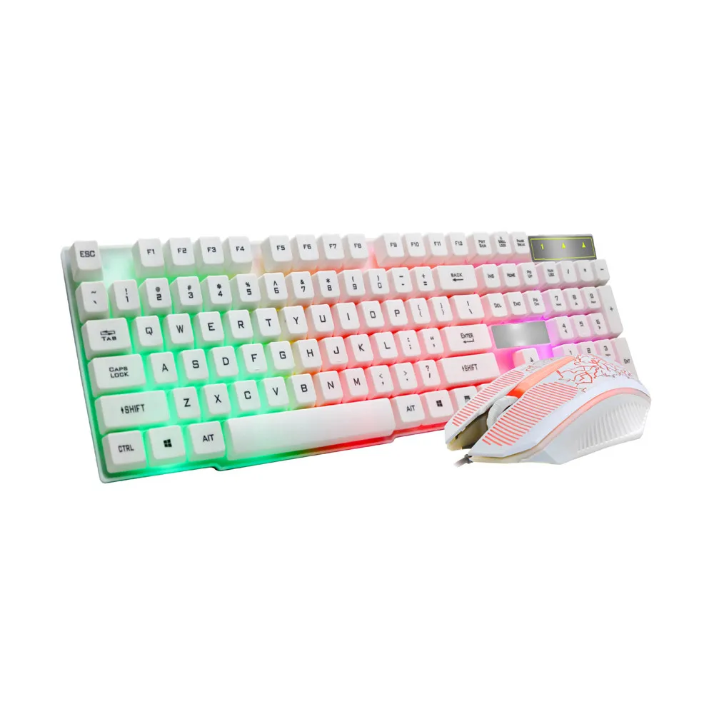 

OMESHIN Professional Colorful Crack LED Illuminated Backlit USB Wired Full N-Key Game Keyboard For PC Desktop Laptop +Mouse 118A