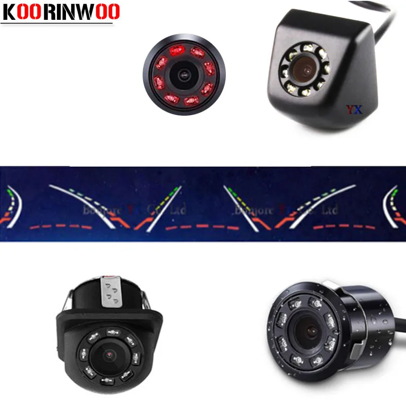 Günstige Koorinwoo Univeral Dynamische Flugbahn Parkplatz System Auto rückansicht Kamera Backup 8 IR Lichter Nachtsicht ReversE Kamera Video
