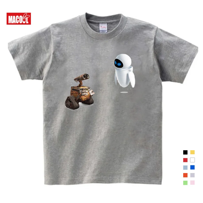 

Wall-E Eve Robot Couple Cartoon Funny T Shirt Homme Jollypeach New Breathable Tshirt Kids Short Sleeve Children T-shirt 3T-9T