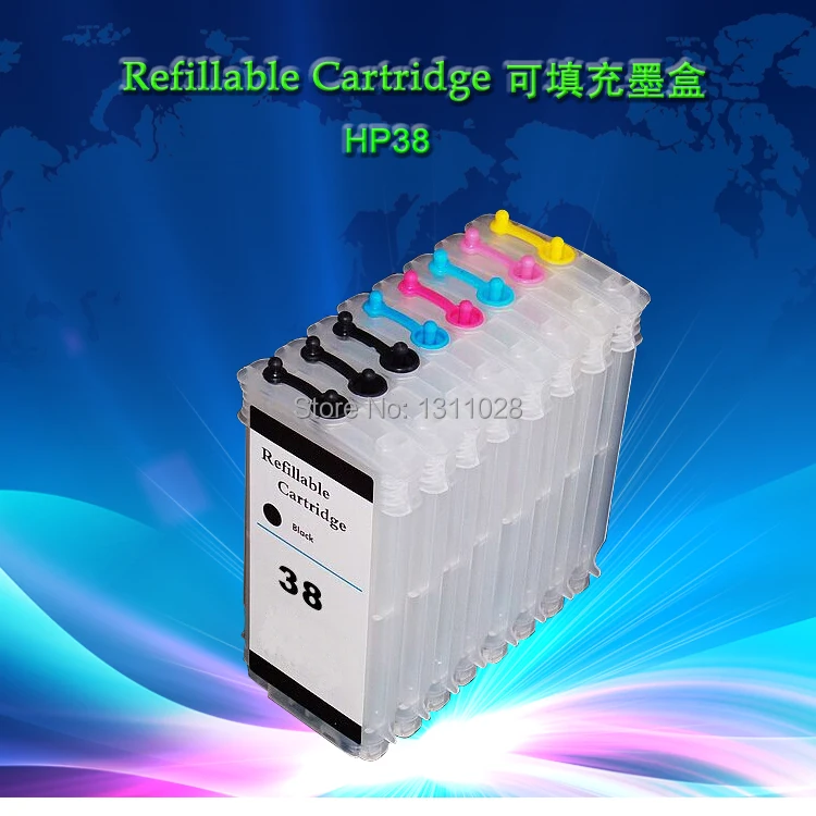 

INK WAY 8 PCS 80ml Empty Refillable ink cartridge WITH CHIP, ink refill kit for HP38 suitable for B9180 D9180