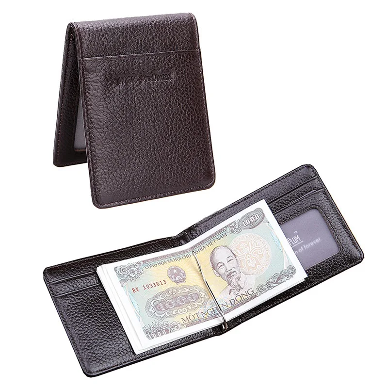 Mens money clips genuine leather front pocket clamp for money holder