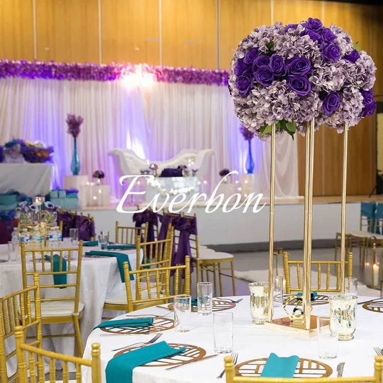 Wedding Flower Vase Metal Flower Stand Gold Flower Column Elegant