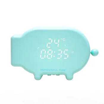 

Multifunction Cartoon Pig Alarm Clock Temperature Lamp Function USB Charge Clock for Bedroom TB Sale