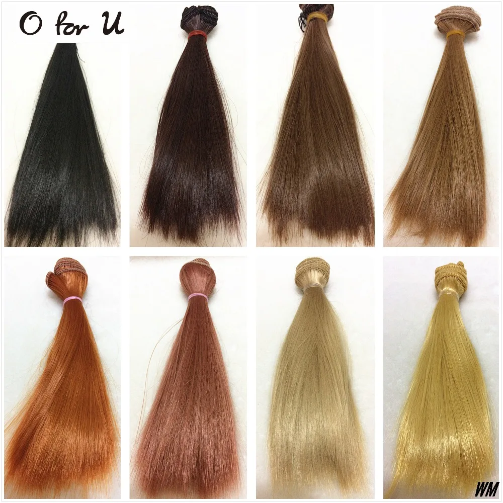 

O for U 20PCS/LOT Wholesale Free Shipping 15/25 CM DIY Handmade Straight Doll Wig Hair Black Brown Blond 1/3 1/4 BJD Dolls Wigs