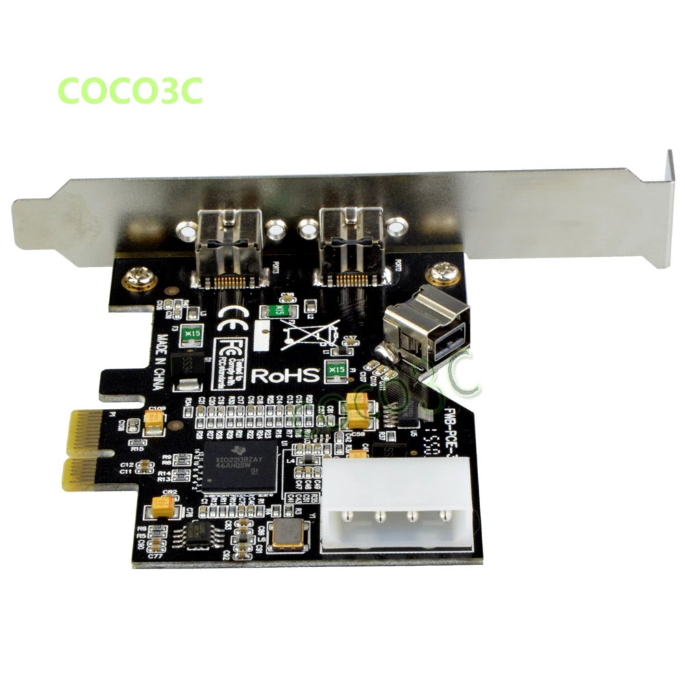 2 + 1 порта 1394B PCI e карта внешняя Firewire 800 IEEE 3 1394 b express PCIe для цифровой камеры до 1394A