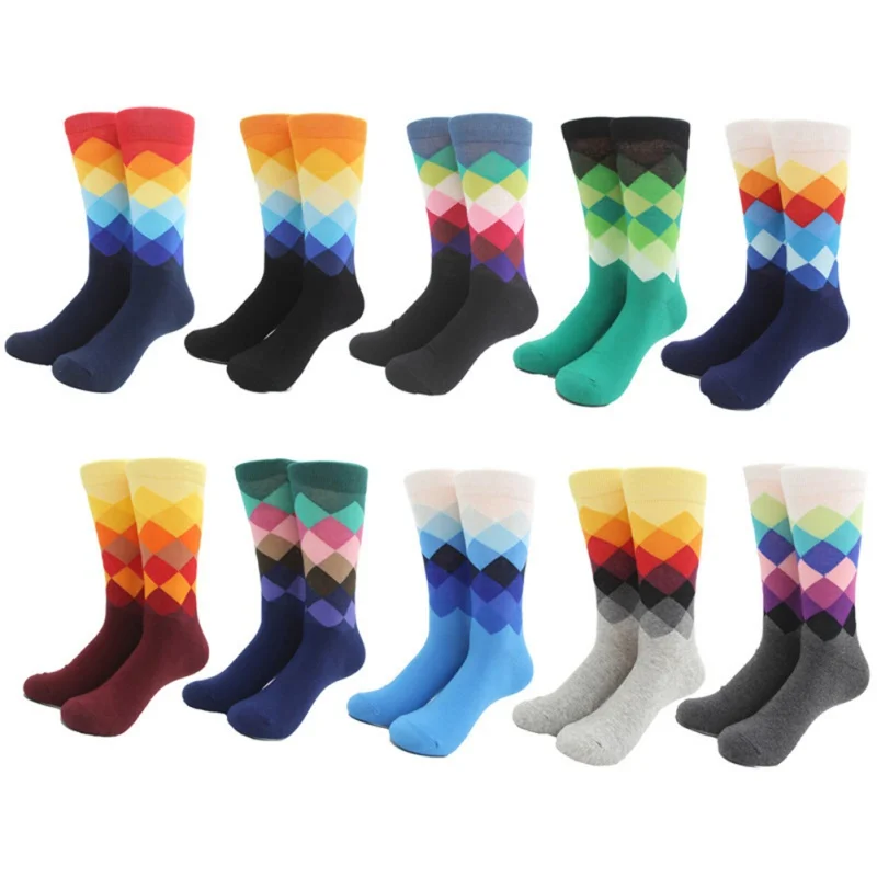 Buy Male Brand Happy Socks Gradient Color summer Style Cotton Wedding sock Men