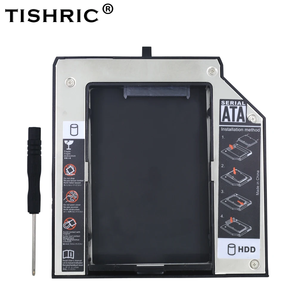 TISHRIC Алюминий 2nd HDD Caddy 12,7 мм SATA 3,0 2,5 "SSD HDD DVD корпус для lenovo ThinkPad T420 t430 T510 T520 Optibay