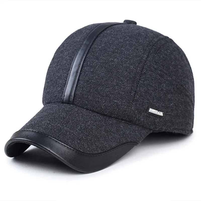 Men's Hat Winter Simple Warm Baseball Caps Thicker Cover Ears Leisure ...