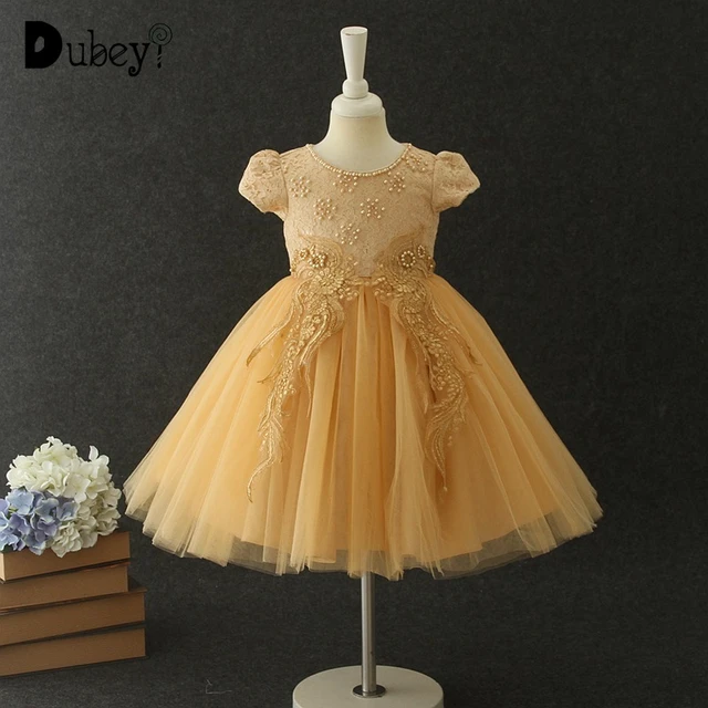 mustard flower girl dress