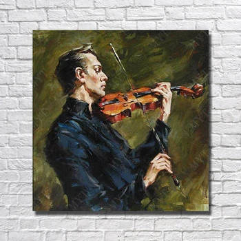 

The Man Play Violin Wall Art Living Room Decoration Hand Painted Oil Painting on Canvas Cheap Modern Paintings No framed