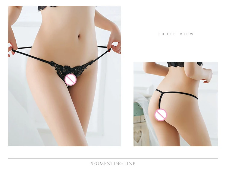 Women Sexy Lingerie hot erotic open crotch Panties Porn transparent underwear crotchless sex wear G-string thong with pearl (5)