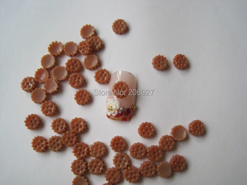 

RC9-1 30pcs Cute Brown Cookie Shape Nail Resin Decoration Outlooking