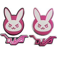 

SUKO 3D aluminum Overwatch Figure Game Sticker Car Styling Overwatch D.VA figure Bunny decals Motorcycle Decal Exterior parts
