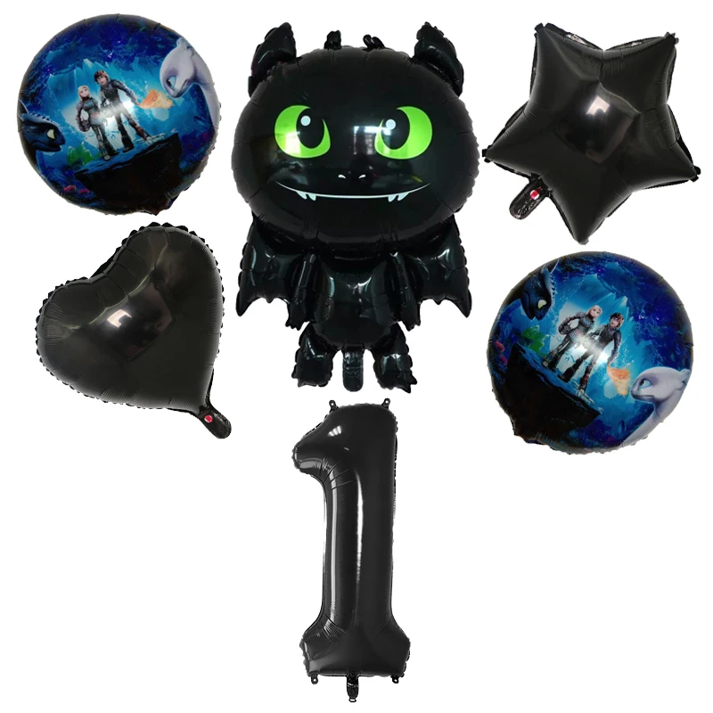 

6pcs/set Toothless Number 0-9 Foil Balloons How To Train Your Dragon Theme Ballons Birthday Wedding Party Decorations Kids Toys