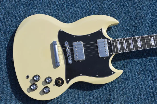 Cheap Free Shipping New guitarra SG electric guitar custom shop of OEM yellow ebony fretboard guitarra / guitar China