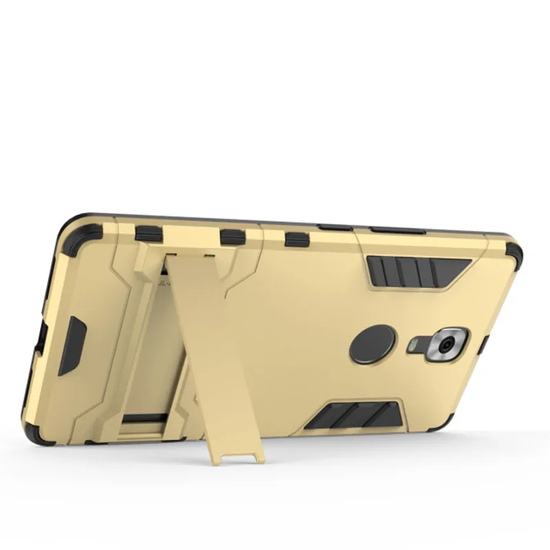 

Luxury Soft Silicon + PC Hard Armor Iron Man Case For Gionee M6 Plus Phone Anti-knock Back Cover With Stand