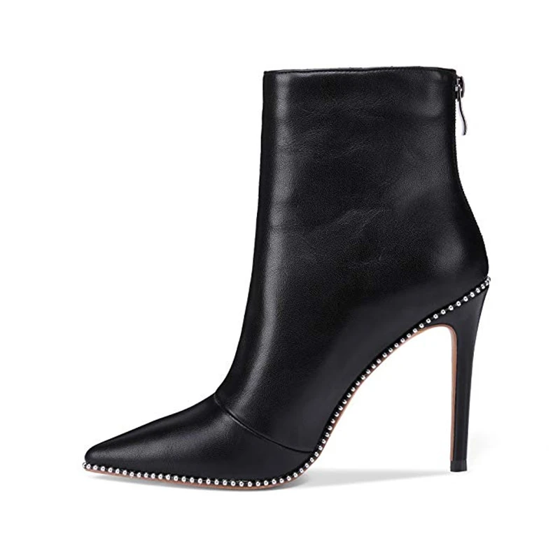 Cremallera Zapatos Tacón Alto Puntiagudo Mujer Fiesta Dedo 2019 Negro Mujeres Pie Diseño Sexy Tamaño Karinluna Plus Del Botas De 43 Marca v4HSPwqH