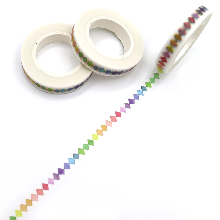 

10m*8mm Creative Rainbow Plaid Washi Tape DIY Decorative Tape Color Paper Adhesive Office Adhesive Tape 1 PCS