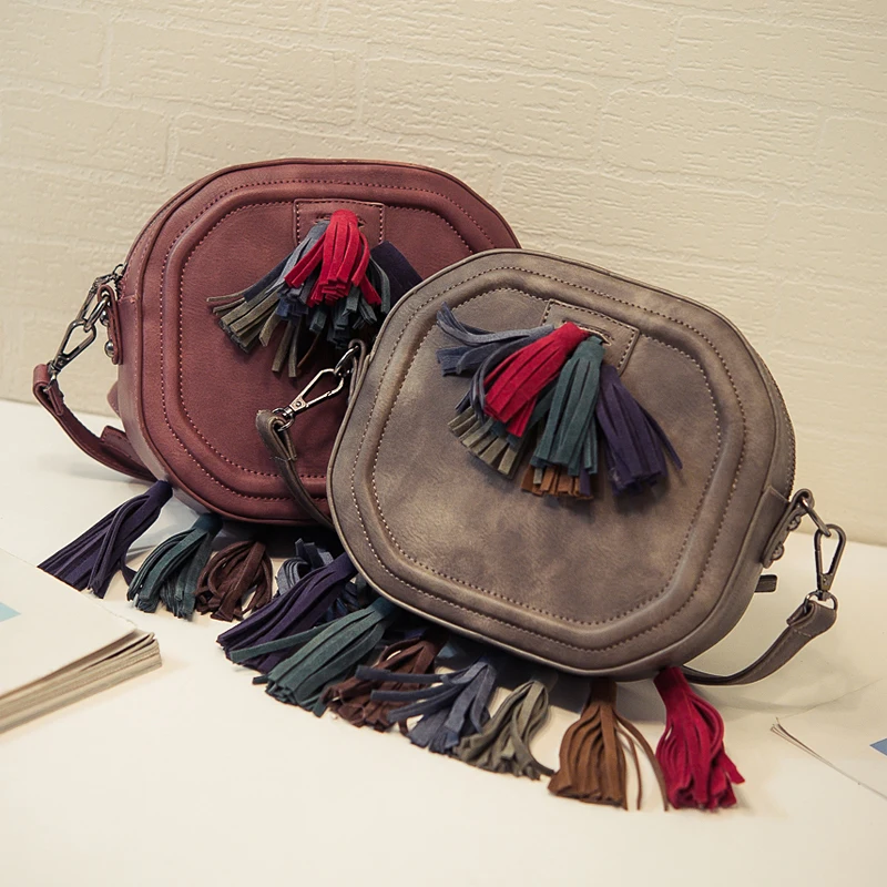 Brand original design Simple Scrub Mini Small Women Fringed Crossbody bag Tassel Messenger Shoulder Bag Sling