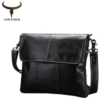 COWATHER винтажные сумки-почтальонки из натуральной кожи для мужчин сумки через плечо высокое качество масло воск кожа